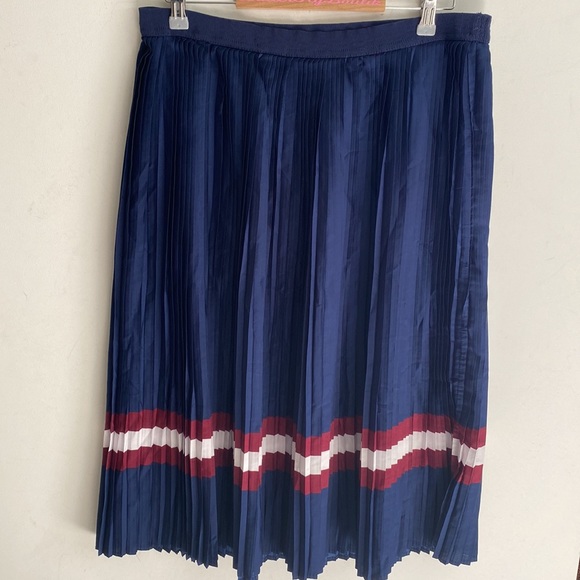 Dip Blue Pleated Midi Skirt with Stripes Size XL - Picture 5 of 8